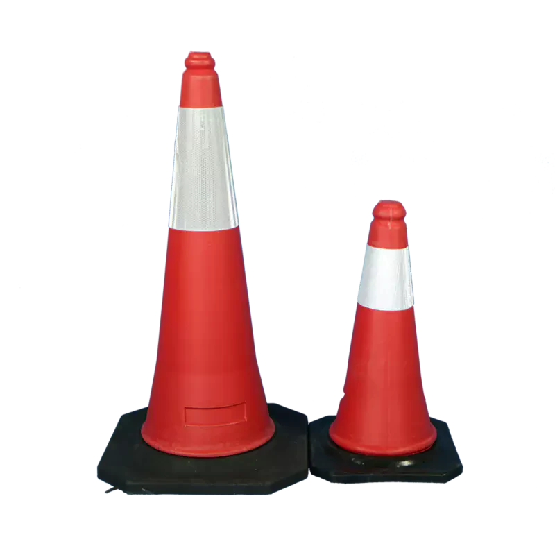 Traffic Cone - Black Rubber Stand with Reflective Tape
