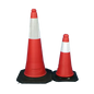 Traffic Cone - Black Rubber Stand with Reflective Tape