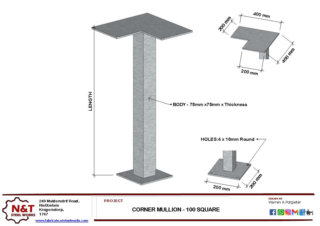 Corner Mullion - Square 100mm