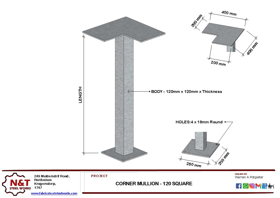 Corner Mullion - Square 120mm