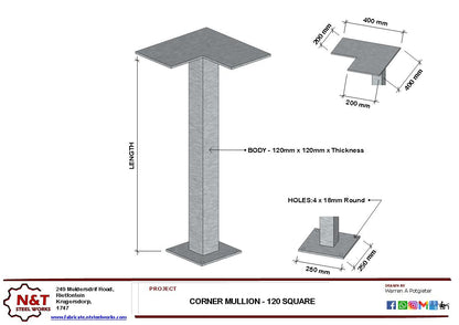 Corner Mullion - Square 120mm